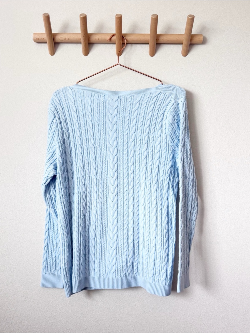 Lands' End Baby Blue Cable Knit Boat Neck Sweater - Picture 7 of 9